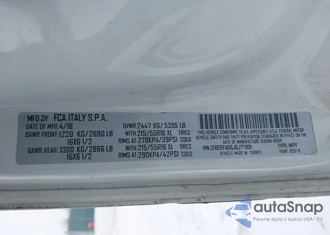 2018 Ram Promaster City Tradesman z USA, uszkodzony, nr VIN ZFBERFAB6J6J77801